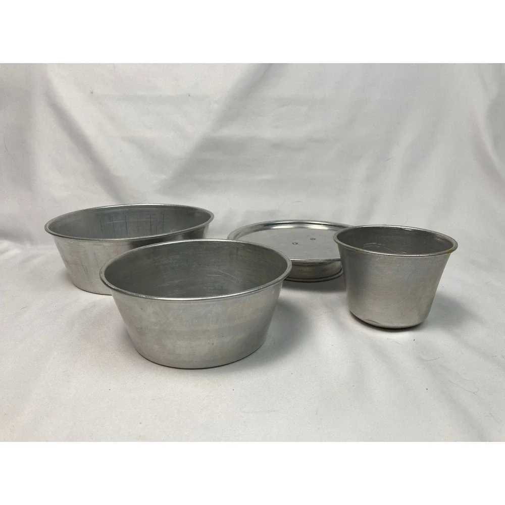Vintage Aluminum Nesting Bowl Cup Tray Lot Primitive Camping‎ Kitchenware